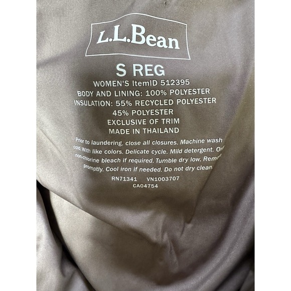 L.L. Bean Mountain Classic Puffer Jacket Taupe Brown/Gray Birch Women's Small - Picture 9 of 11